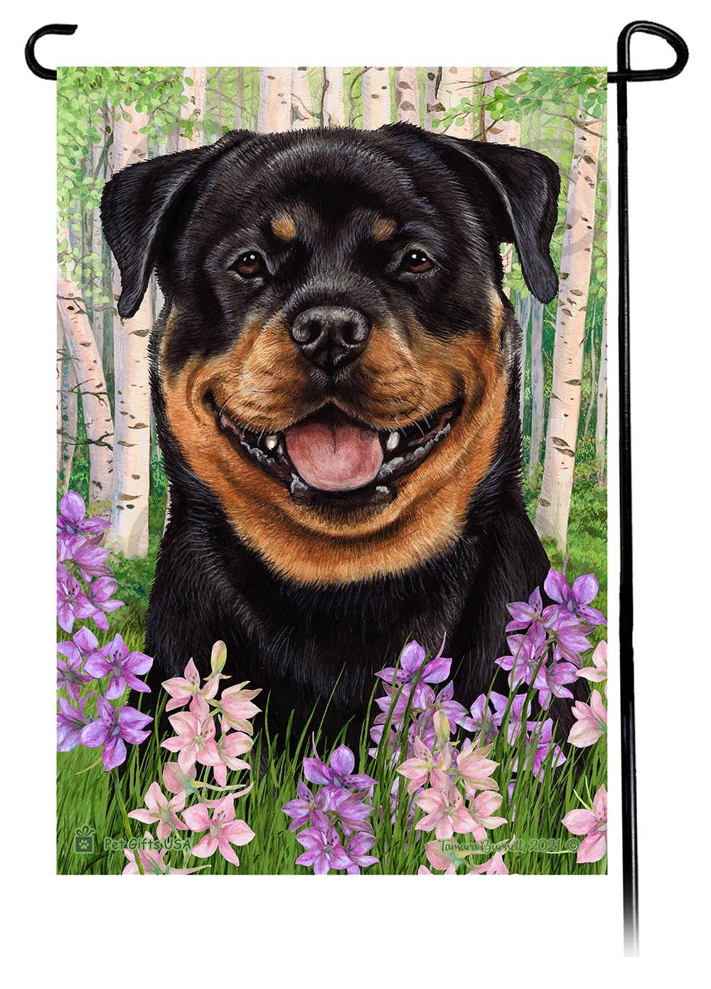 Rottweiler Dog Spring Garden Flag