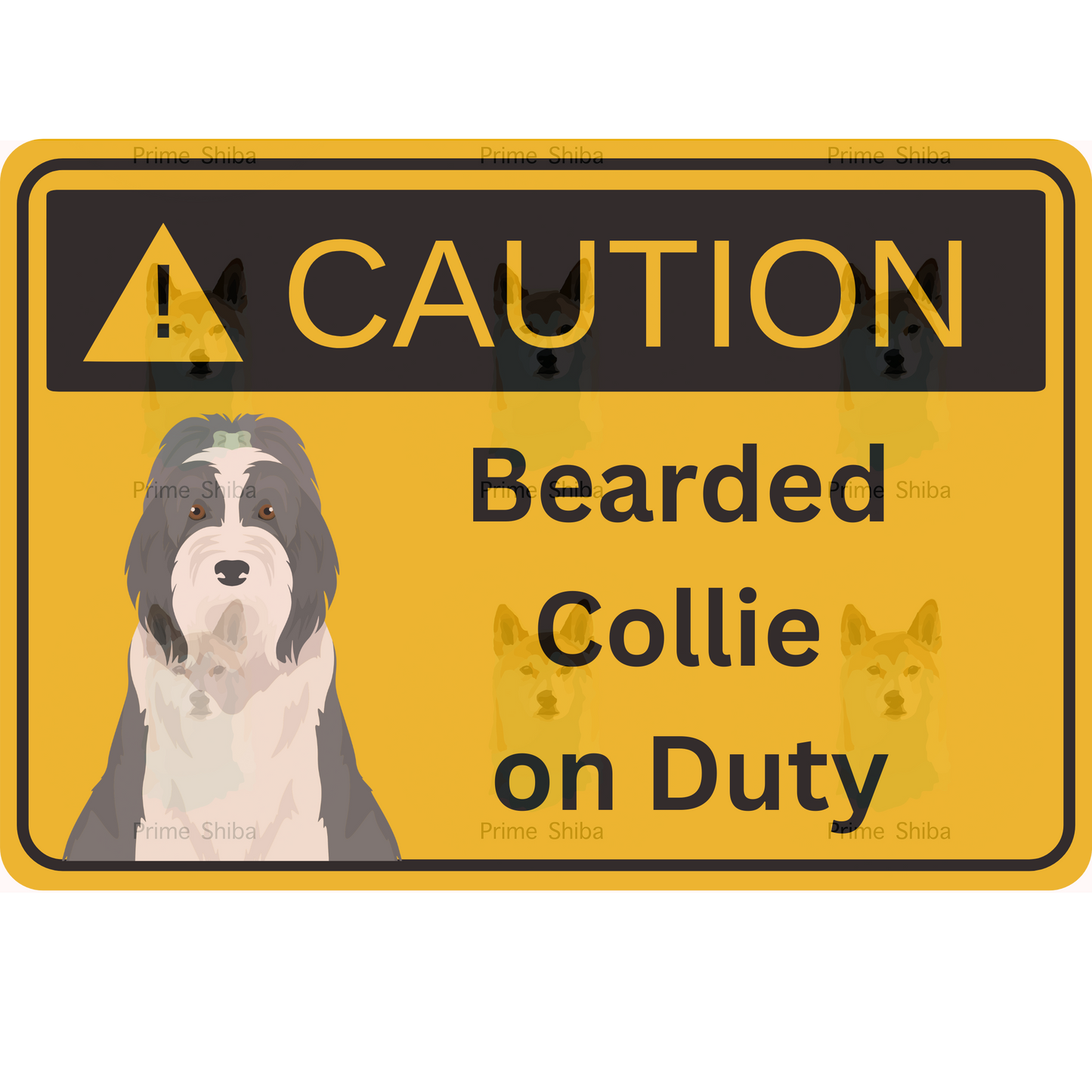 Bearded Collie Dog 5in Transparent Caution Sticker