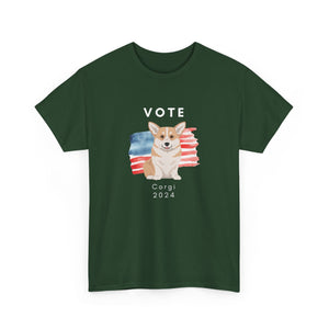 Pembroke Welsh Corgi Dog Vote 2024, Election Unisex Heavy Cotton Tee, Dog Mom Gift, AKC