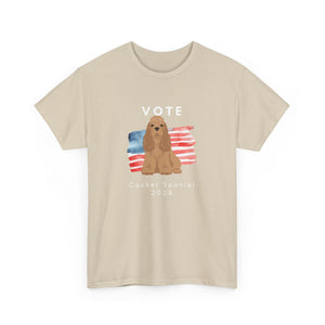 Cocker Spaniel Dog Vote 2024, Election Unisex Heavy Cotton Tee, Dog Mom Gift, AKC