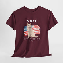 Load image into Gallery viewer, White Swiss Shepherd Dog Vote 2024, Election Unisex Heavy Cotton Tee, Dog Mom Gift, AKC
