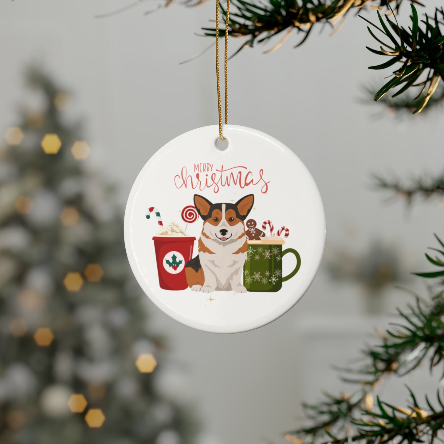 Pembroke Welsh Corgi Dog Ceramic Ornament