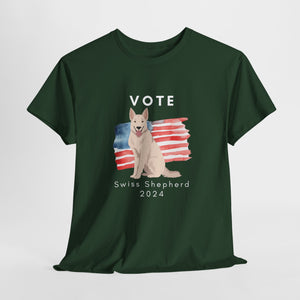 White Swiss Shepherd Dog Vote 2024, Election Unisex Heavy Cotton Tee, Dog Mom Gift, AKC