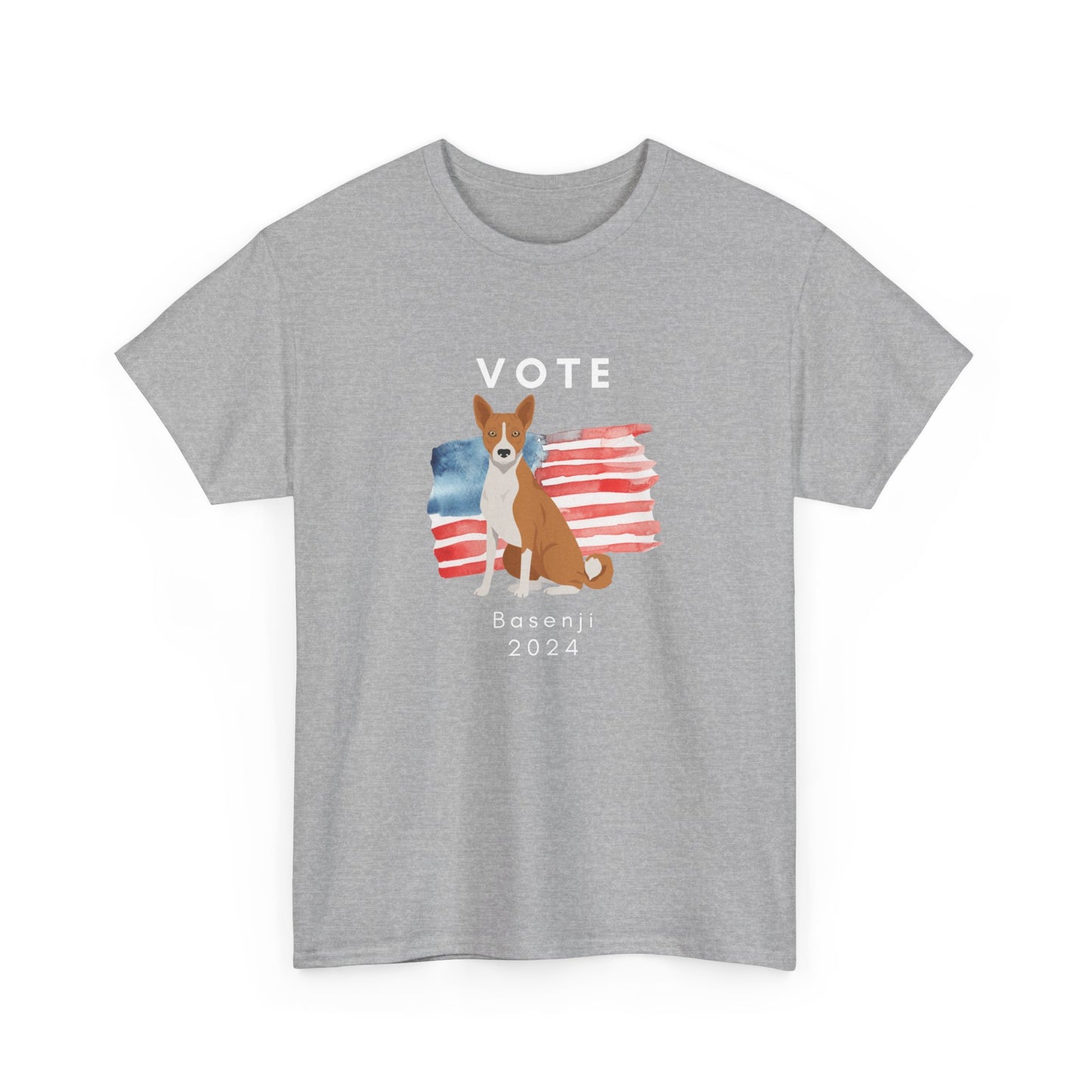 Basenji Dog Vote 2024, Election Unisex Heavy Cotton Tee, Dog Mom Gift, AKC