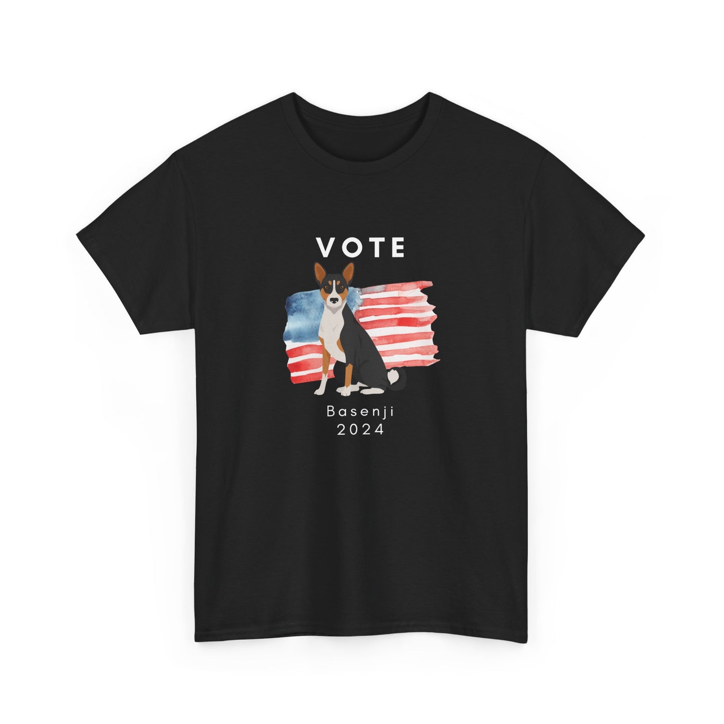 Basenji Dog Vote 2024, Election Unisex Heavy Cotton Tee, Dog Mom Gift, AKC