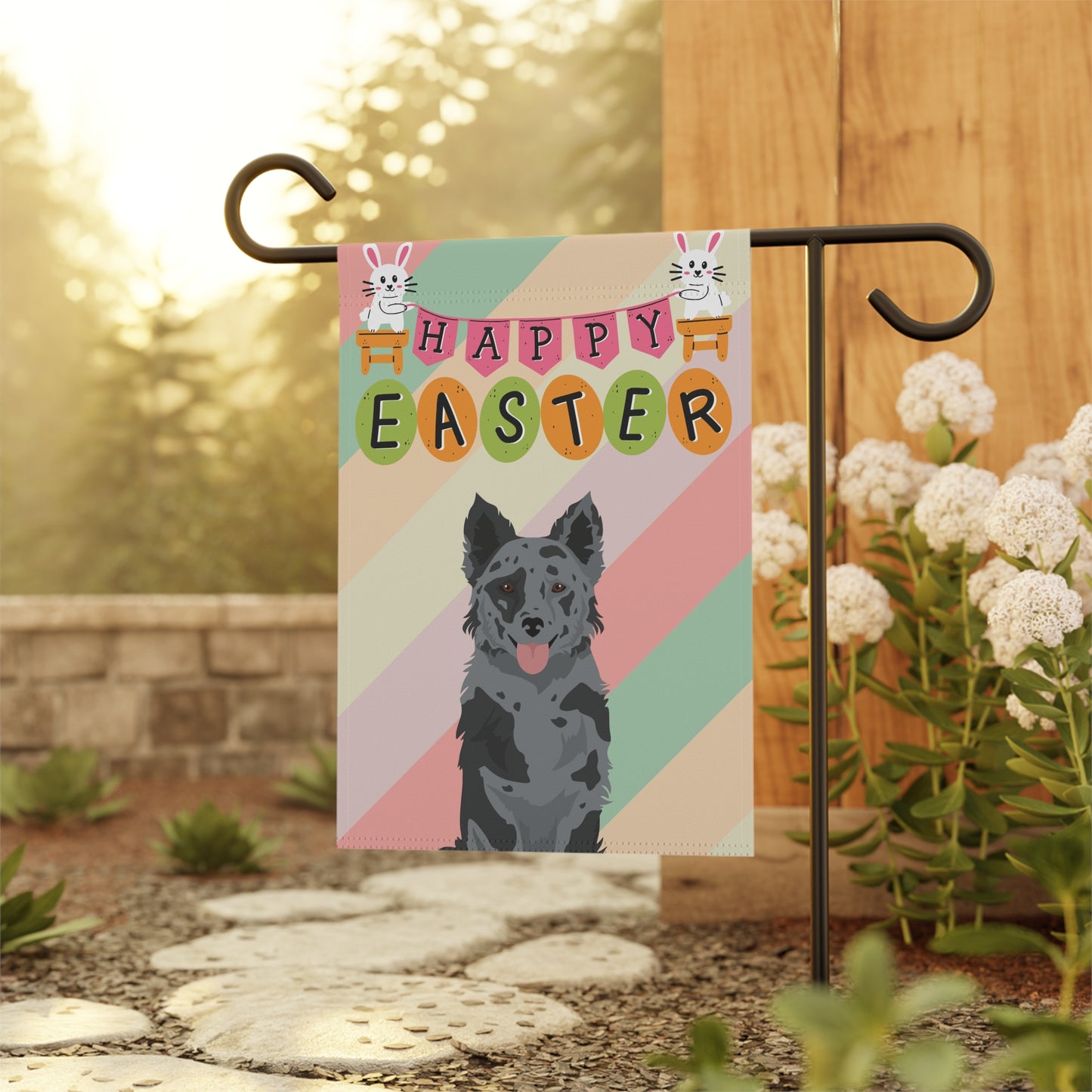 Mudi Dog Easter Garden Flag