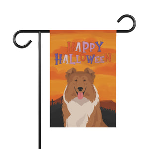 Rough Collie Dog Halloween Garden Flag