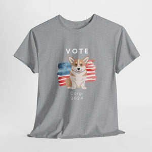 Pembroke Welsh Corgi Dog Vote 2024, Election Unisex Heavy Cotton Tee, Dog Mom Gift, AKC