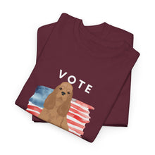 Load image into Gallery viewer, Cocker Spaniel Dog Vote 2024, Election Unisex Heavy Cotton Tee, Dog Mom Gift, AKC
