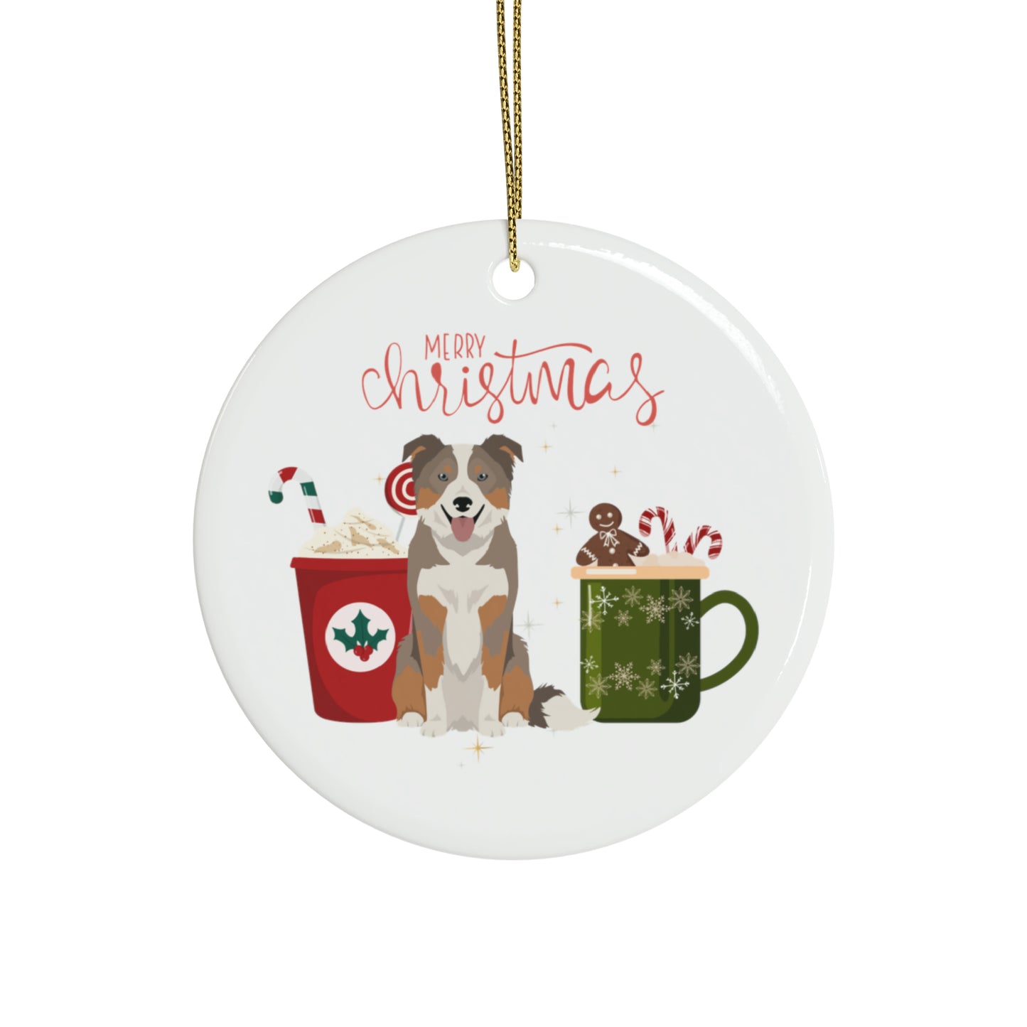 Border Collie Dog Ceramic Ornament