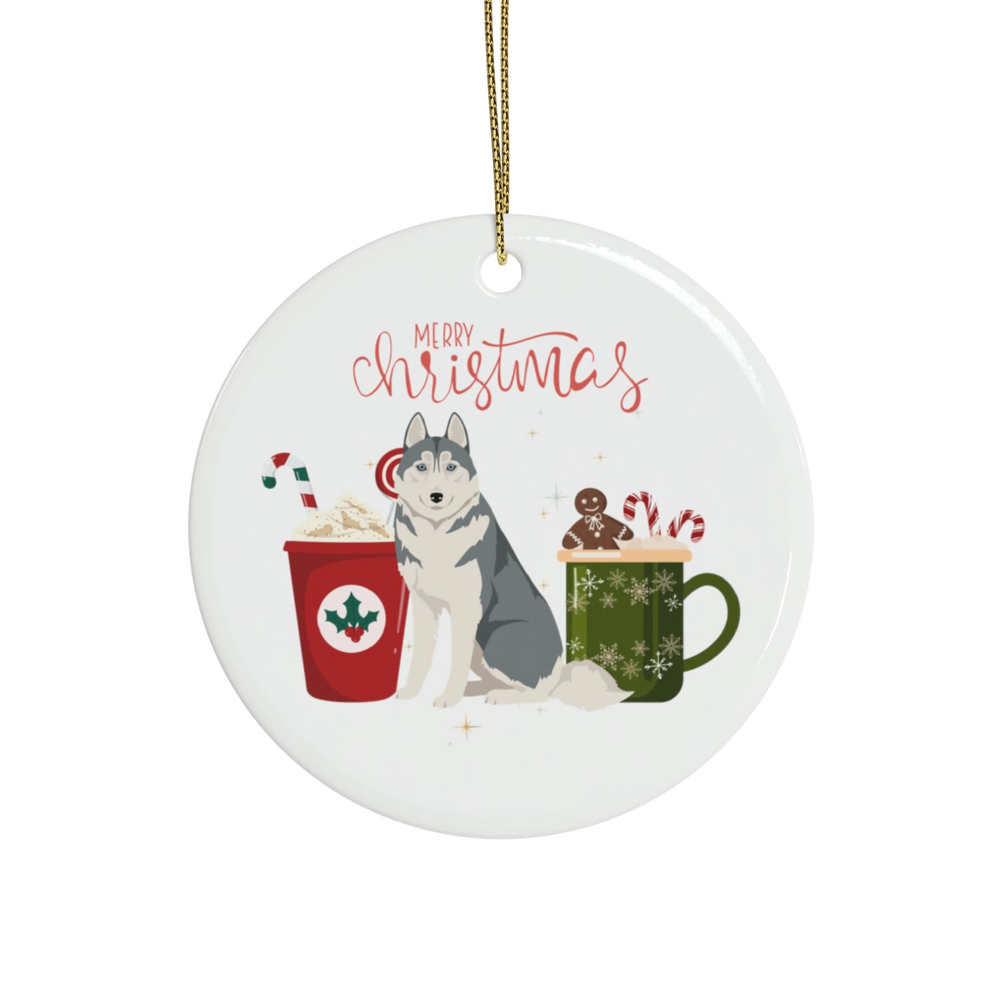 Siberian Husky Dog Ceramic Ornament