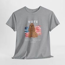 Load image into Gallery viewer, Cocker Spaniel Dog Vote 2024, Election Unisex Heavy Cotton Tee, Dog Mom Gift, AKC
