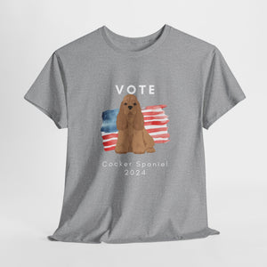 Cocker Spaniel Dog Vote 2024, Election Unisex Heavy Cotton Tee, Dog Mom Gift, AKC