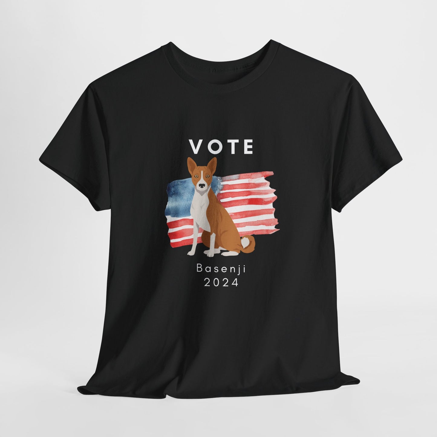 Basenji Dog Vote 2024, Election Unisex Heavy Cotton Tee, Dog Mom Gift, AKC