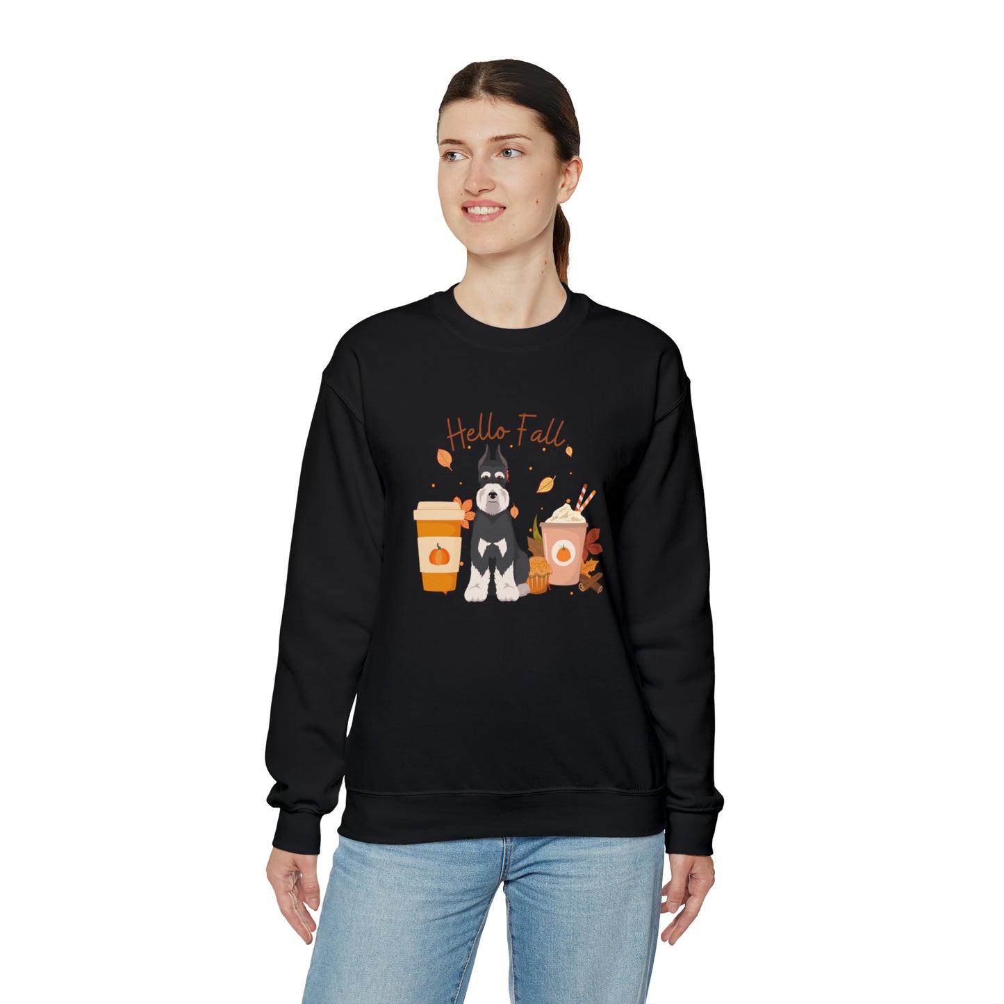 Schnauzer Dog Fall Halloween Unisex Heavy Blend Crewneck Sweatshirt