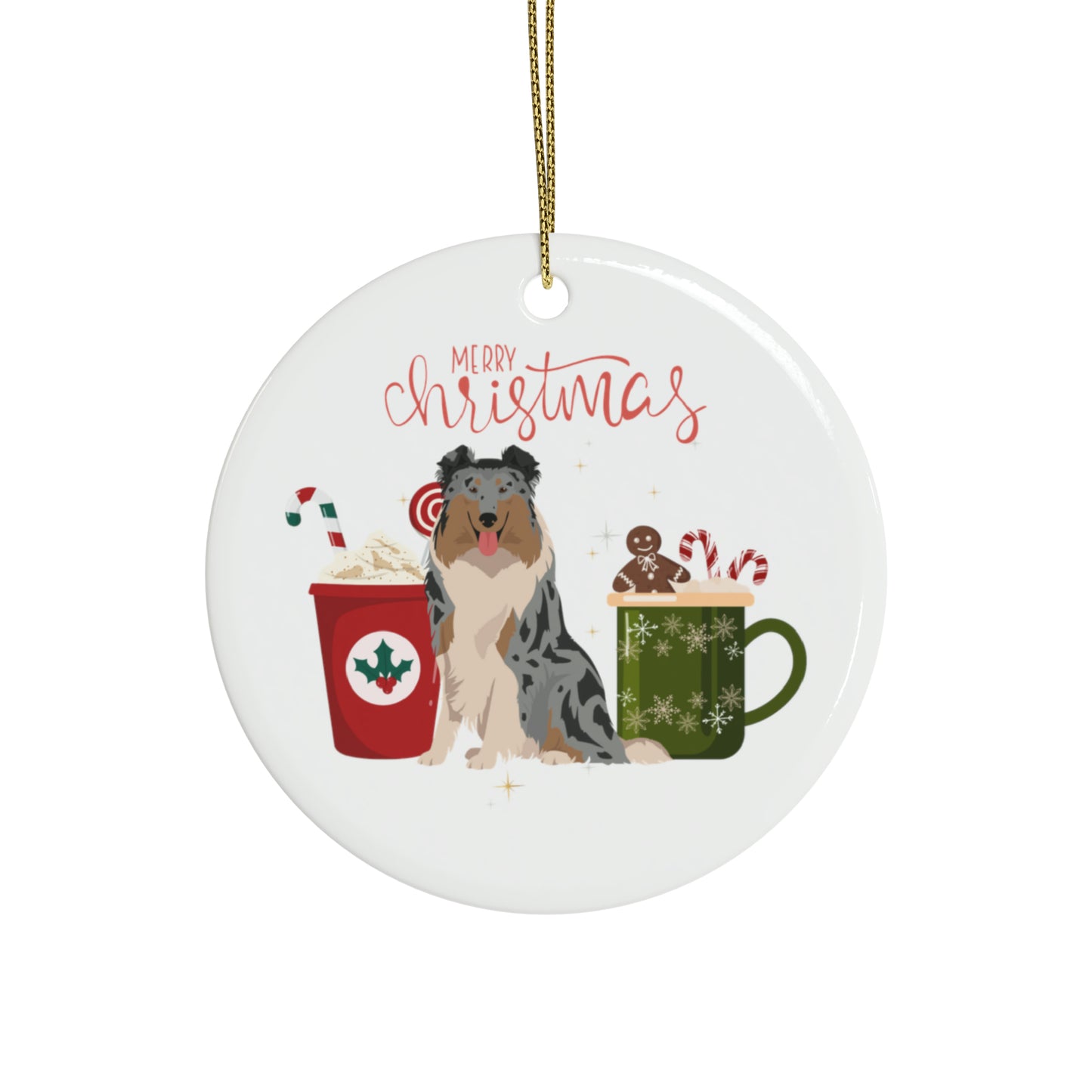 Collie Dog Ceramic Ornament