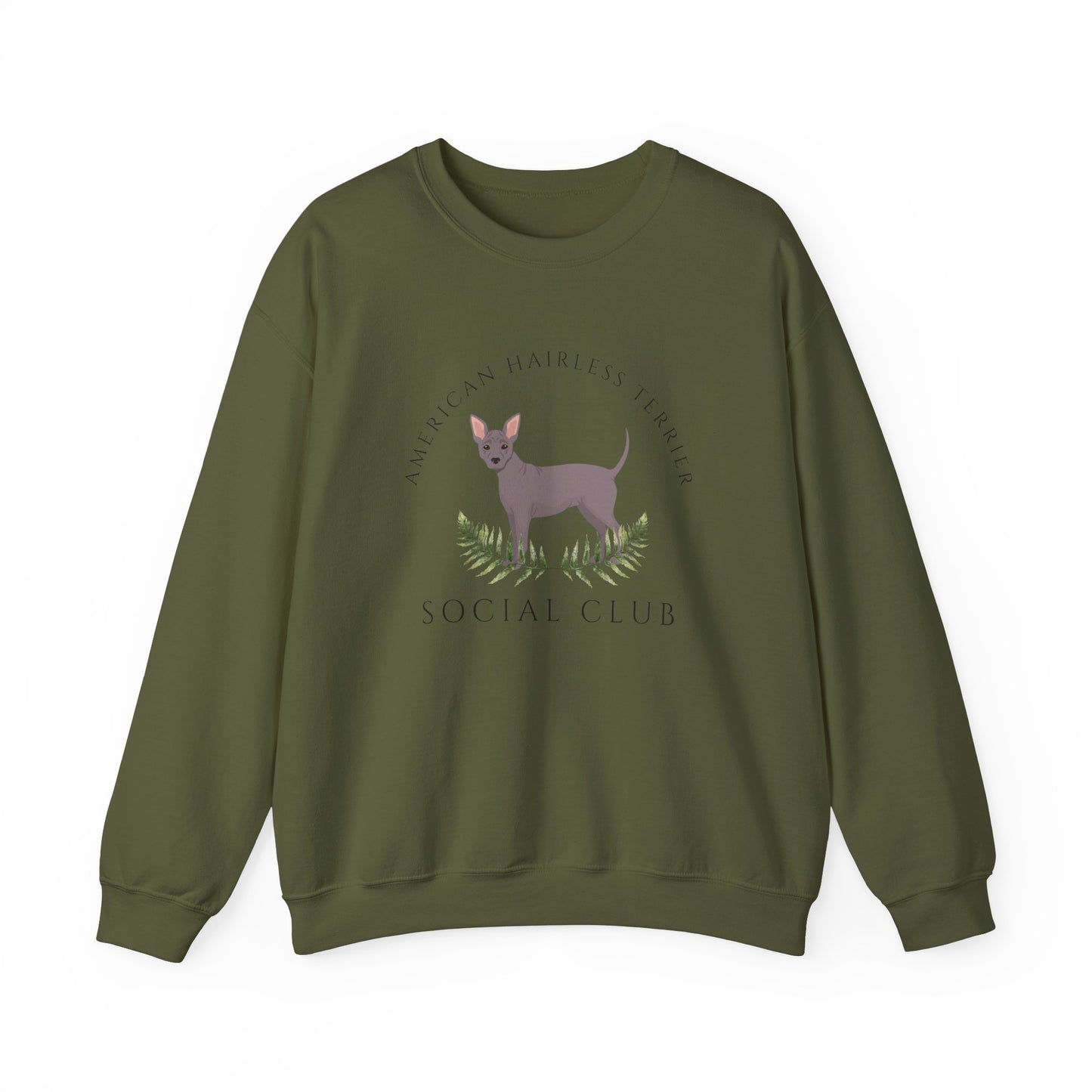 American Hairless Terrier Dog Social Club Unisex Heavy Blend Crewneck Sweatshirt, Dog Mom Gift