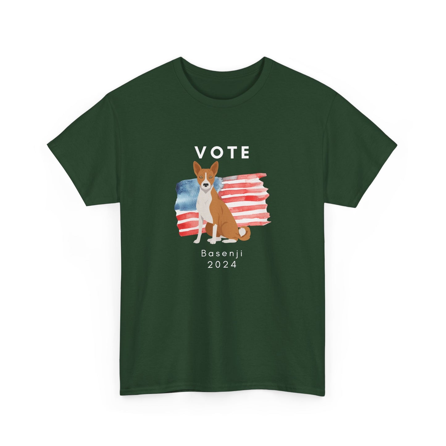 Basenji Dog Vote 2024, Election Unisex Heavy Cotton Tee, Dog Mom Gift, AKC