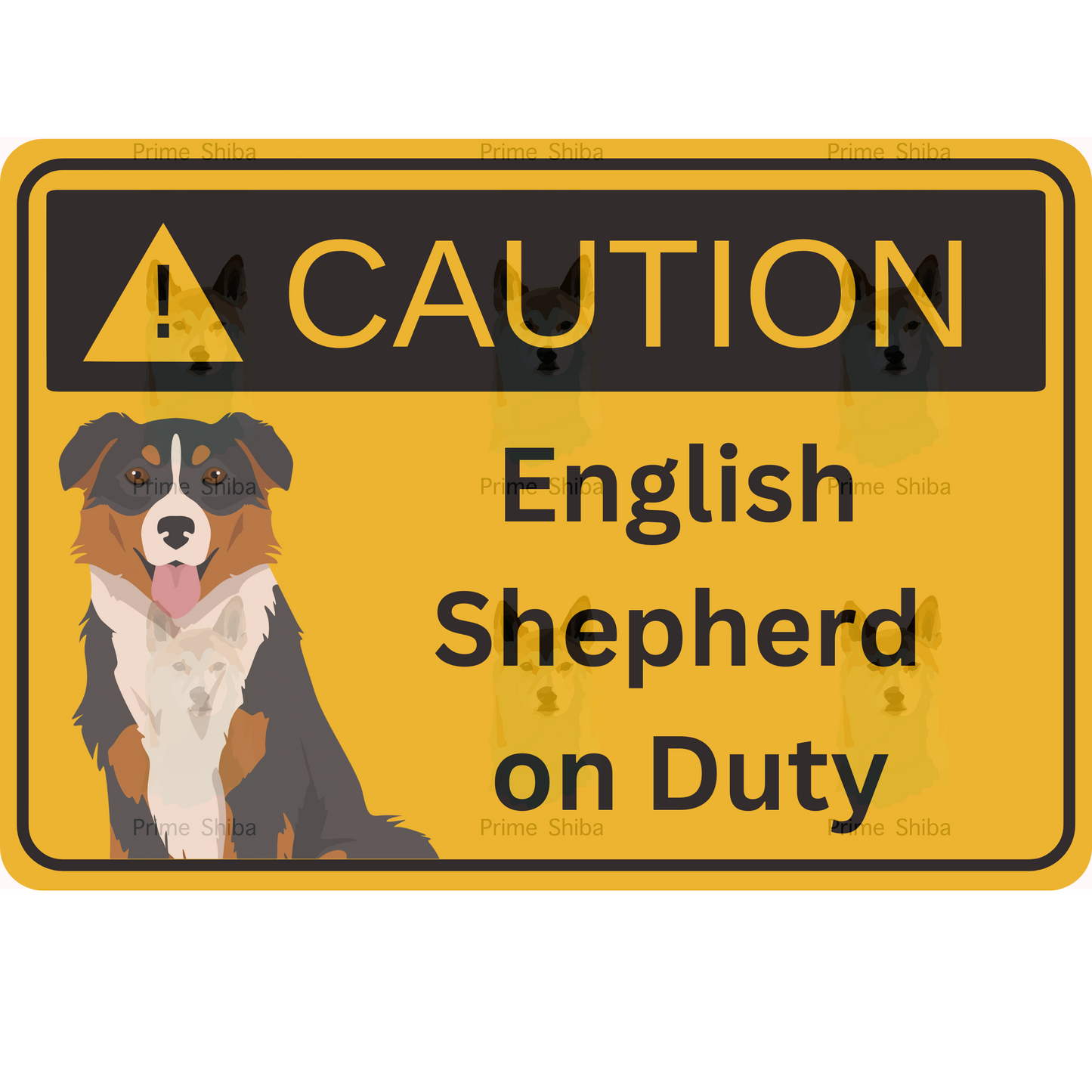 English Shepherd Dog 5in Transparent Caution Sticker