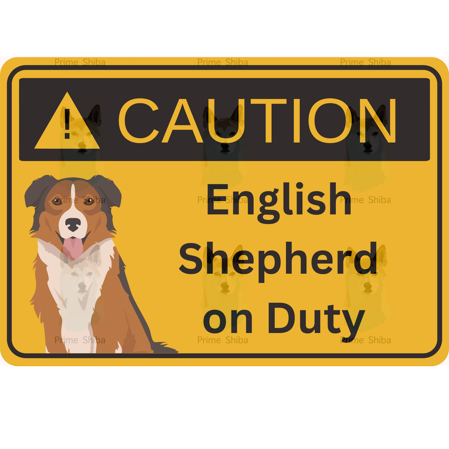 English Shepherd Dog 5in Transparent Caution Sticker