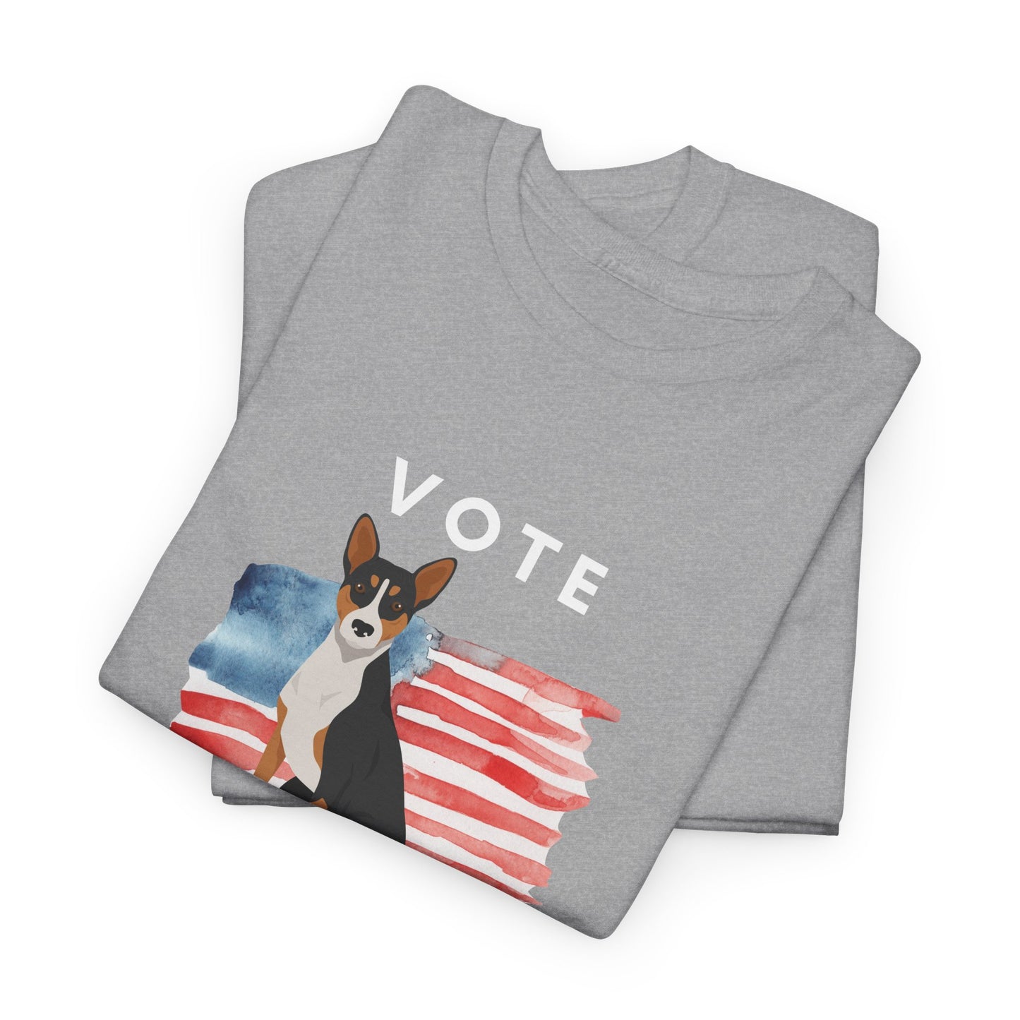 Basenji Dog Vote 2024, Election Unisex Heavy Cotton Tee, Dog Mom Gift, AKC