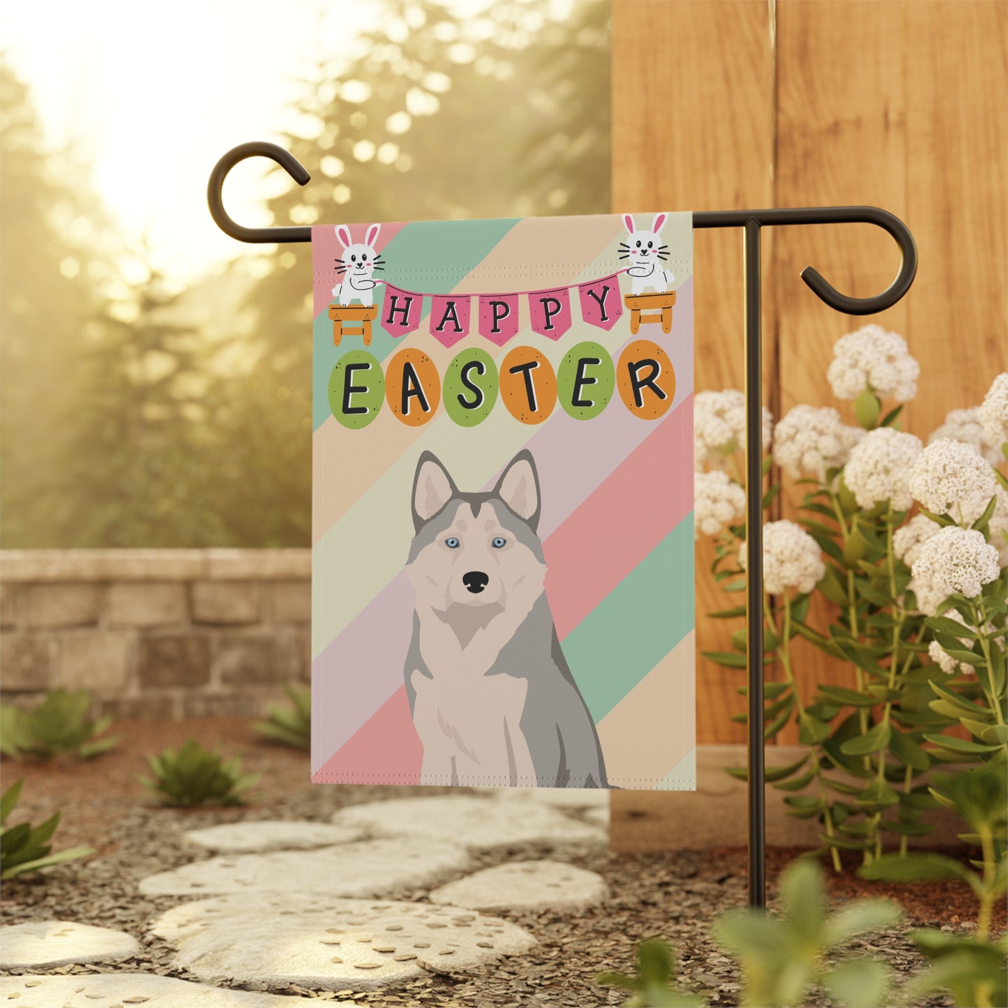 Alaskan Husky Dog Easter Garden Flag