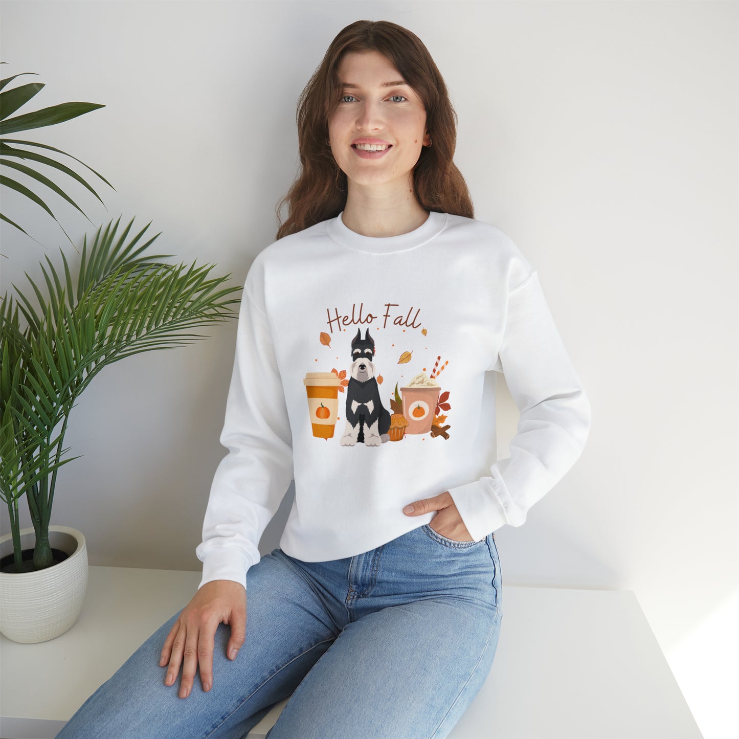 Schnauzer Dog Fall Halloween Unisex Heavy Blend Crewneck Sweatshirt