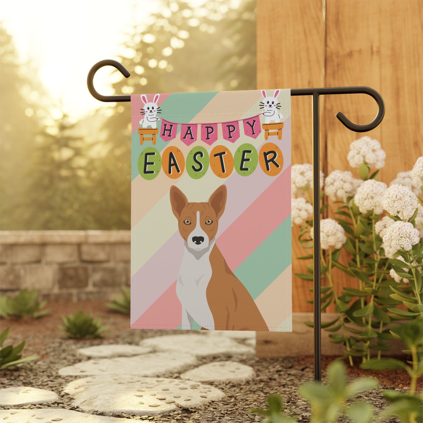 Basenji Dog Easter Garden Flag