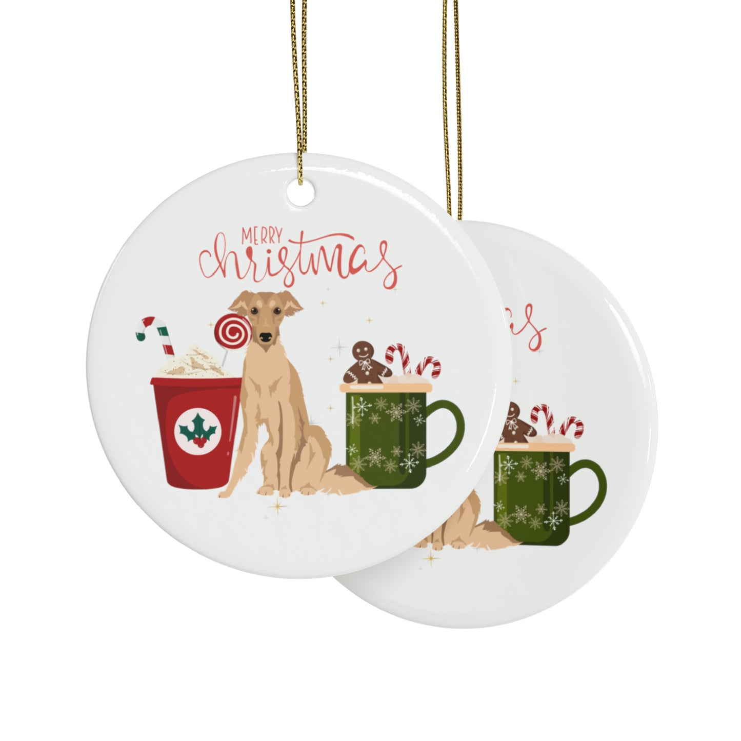 Silken WIndhound Dog Ceramic Ornament