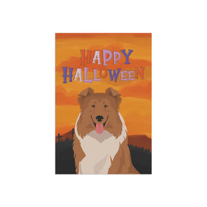 Rough Collie Dog Halloween Garden Flag