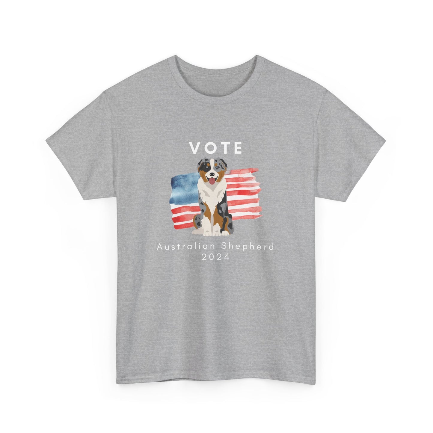 Australian Shepherd Dog Vote 2024, Election Unisex Heavy Cotton Tee, Dog Mom Gift, AKC