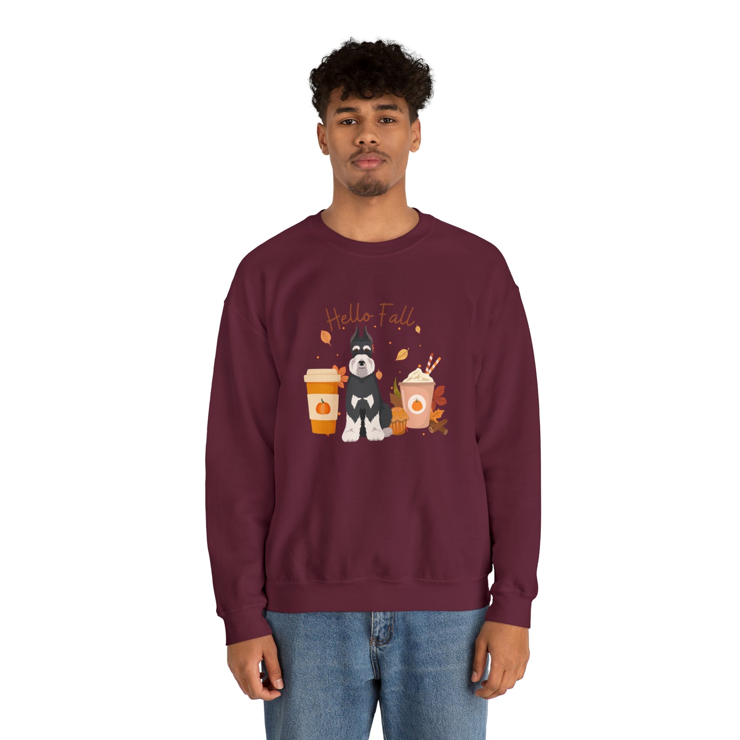 Schnauzer Dog Fall Halloween Unisex Heavy Blend Crewneck Sweatshirt