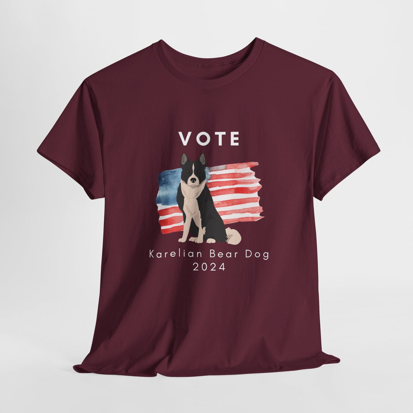 Karelian Bear Dog Vote 2024, Election Unisex Heavy Cotton Tee, Dog Mom Gift, AKC