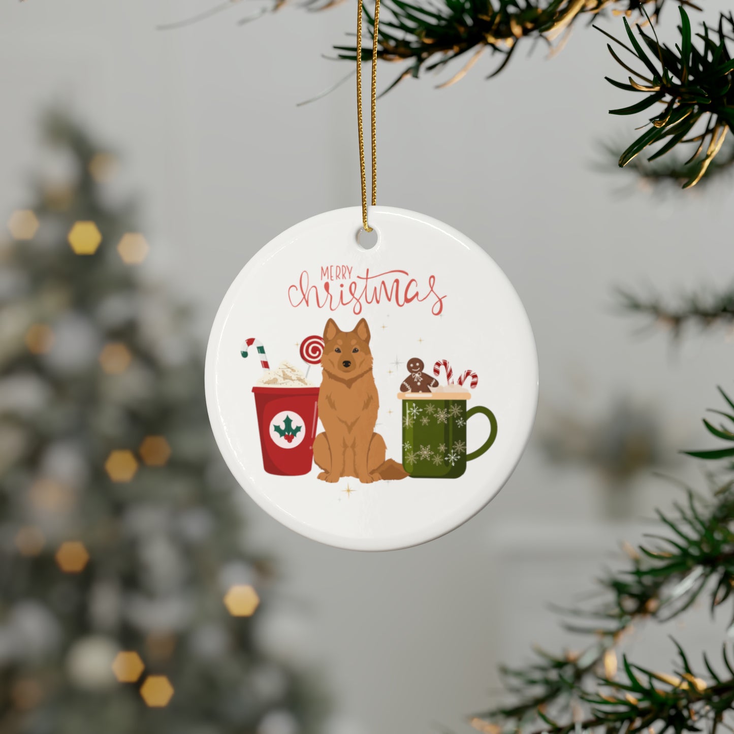 Finnish Spitz Dog Ceramic Ornament