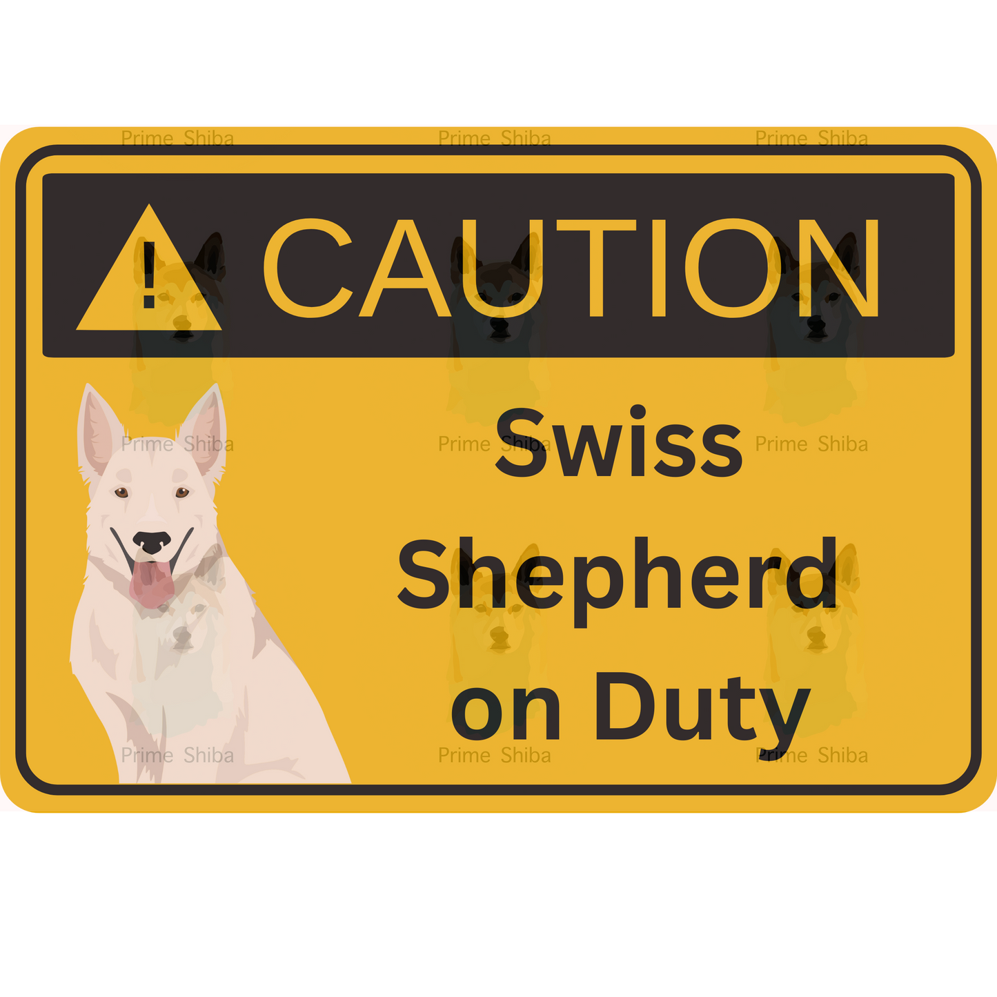 Swiss Shepherd Dog 5in Transparent Caution Sticker