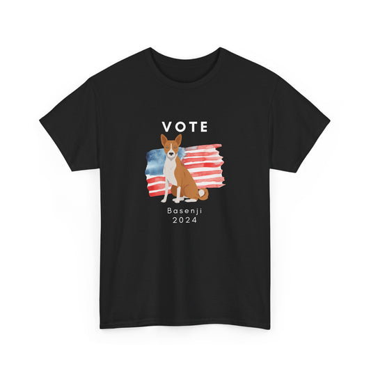 Basenji Dog Vote 2024, Election Unisex Heavy Cotton Tee, Dog Mom Gift, AKC