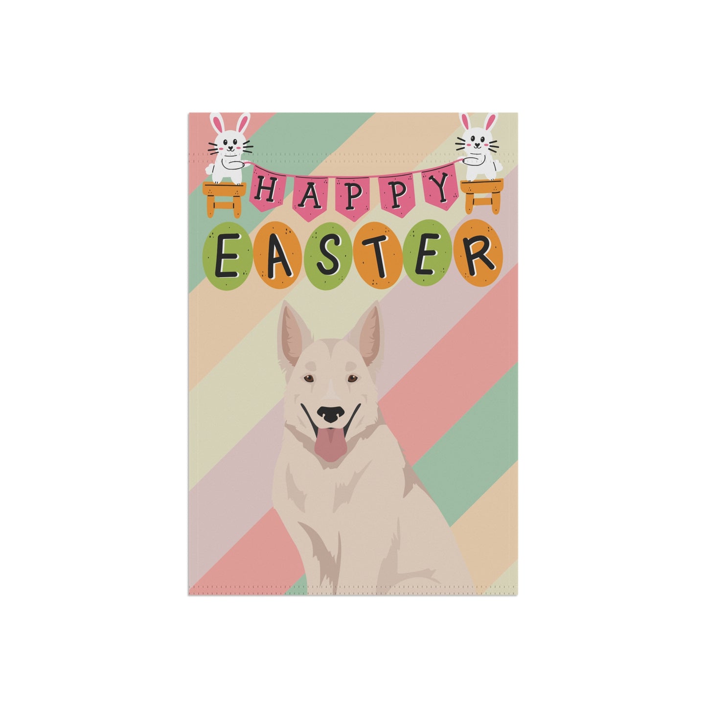 White Swiss Shepherd Dog Easter Garden Flag