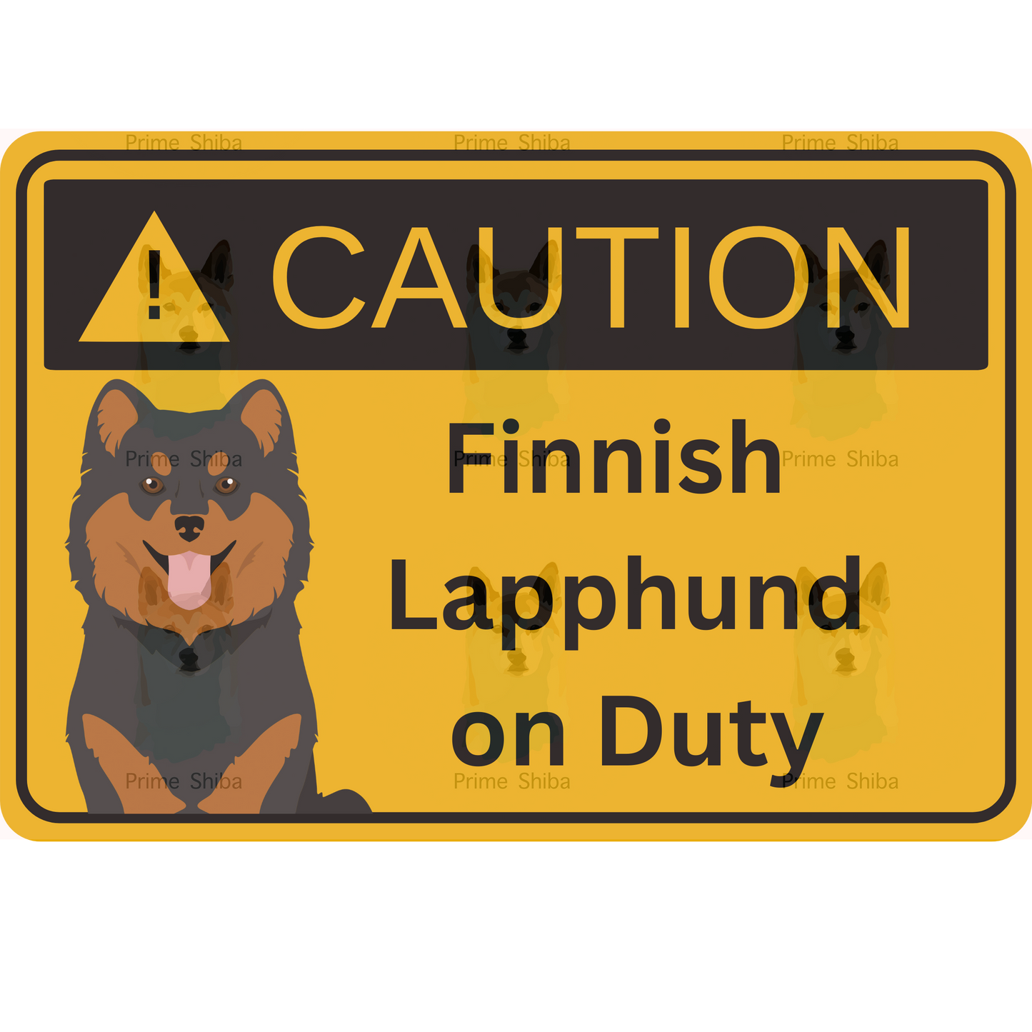 Finnish Lapphund Dog 5in Transparent Caution Sticker