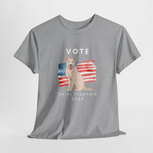 Load image into Gallery viewer, White Swiss Shepherd Dog Vote 2024, Election Unisex Heavy Cotton Tee, Dog Mom Gift, AKC
