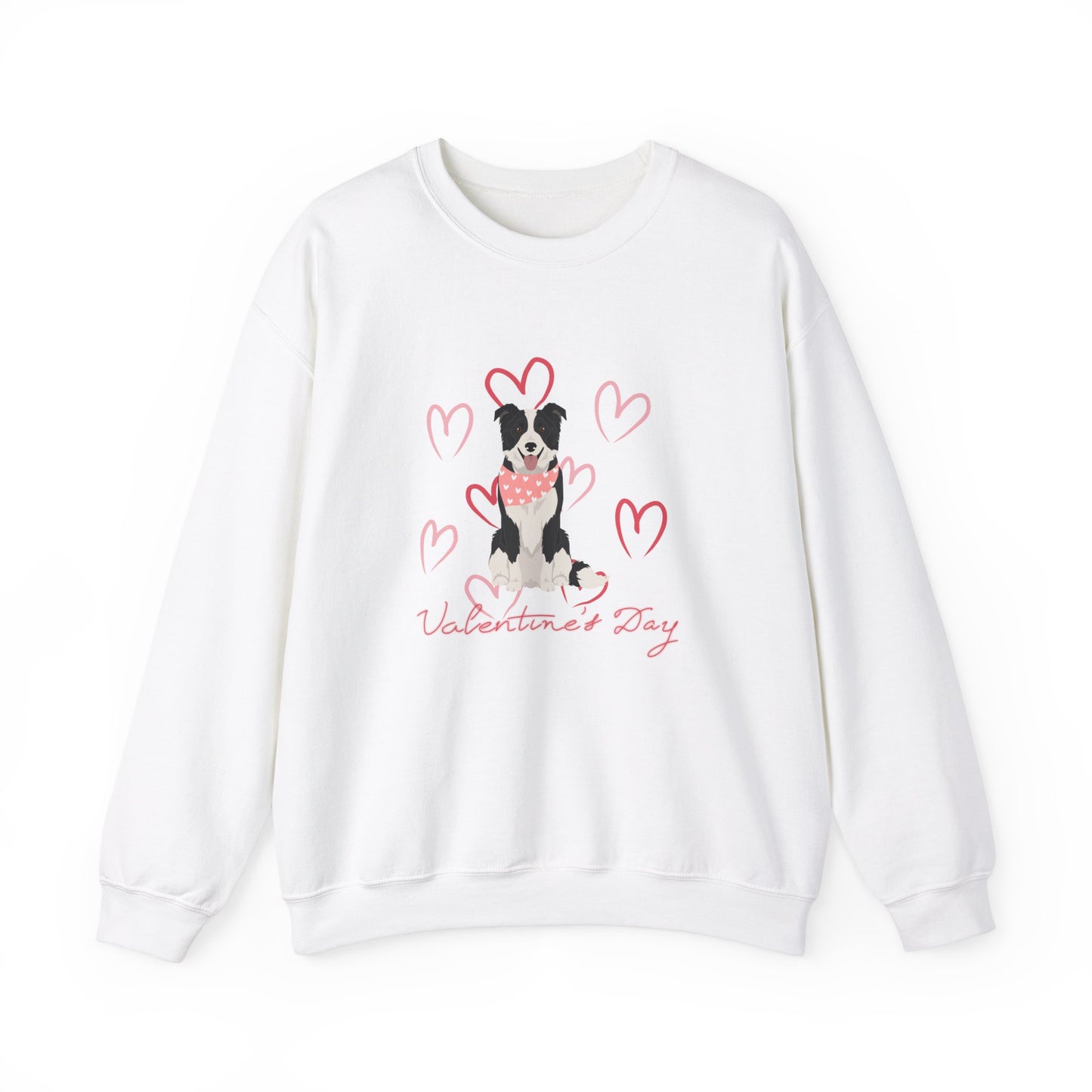 Border Collie Dog Valentines Day Unisex Heavy Blend Crewneck Sweatshirt