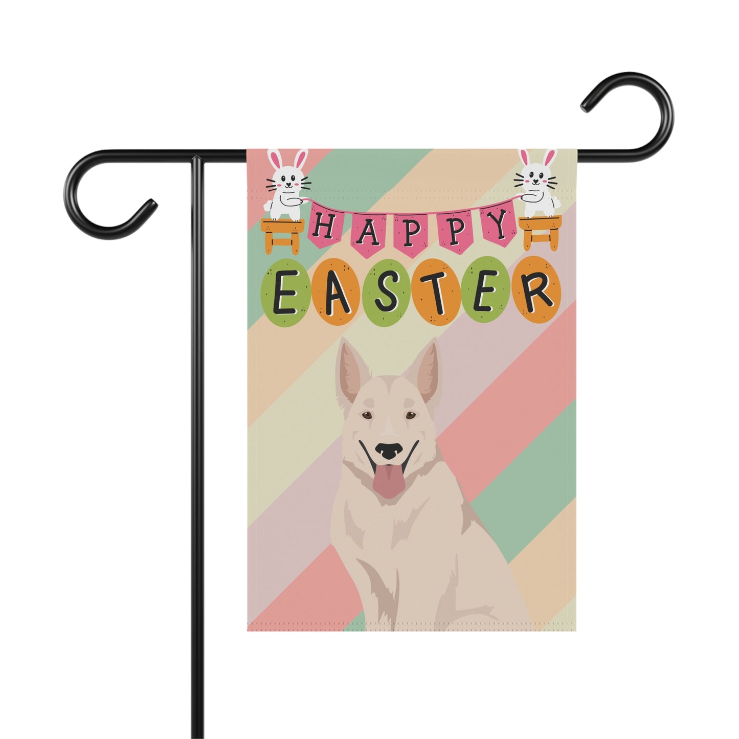 White Swiss Shepherd Dog Easter Garden Flag