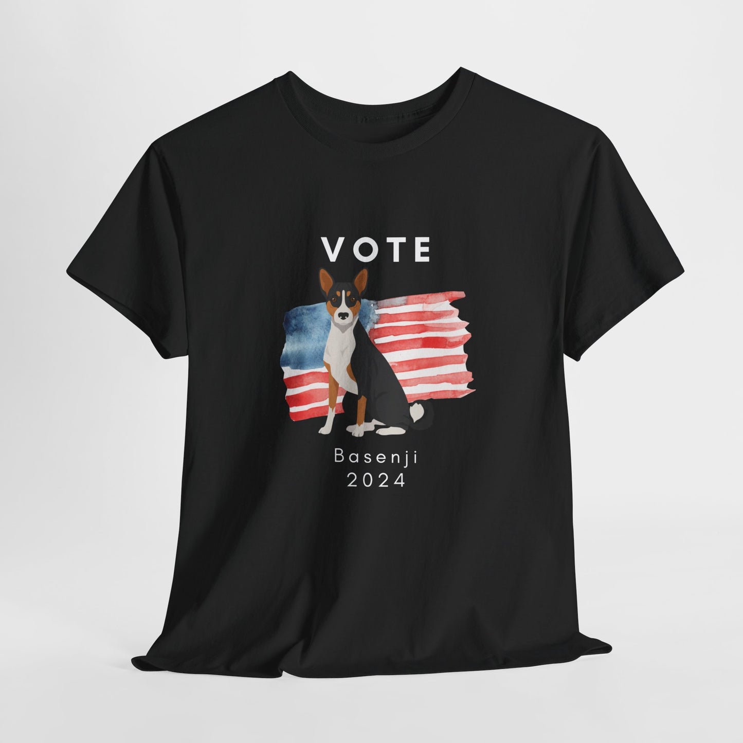 Basenji Dog Vote 2024, Election Unisex Heavy Cotton Tee, Dog Mom Gift, AKC