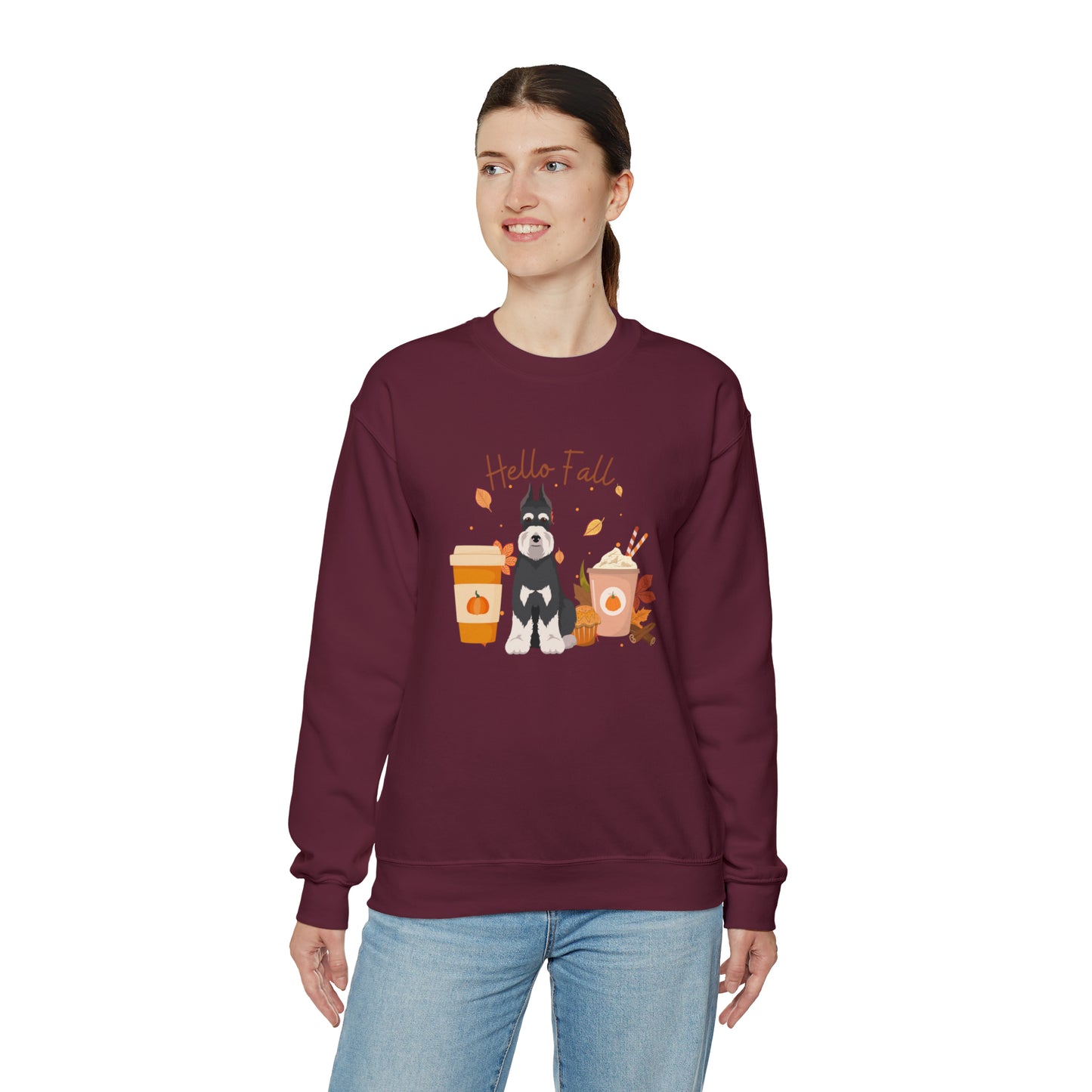 Schnauzer Dog Fall Halloween Unisex Heavy Blend Crewneck Sweatshirt