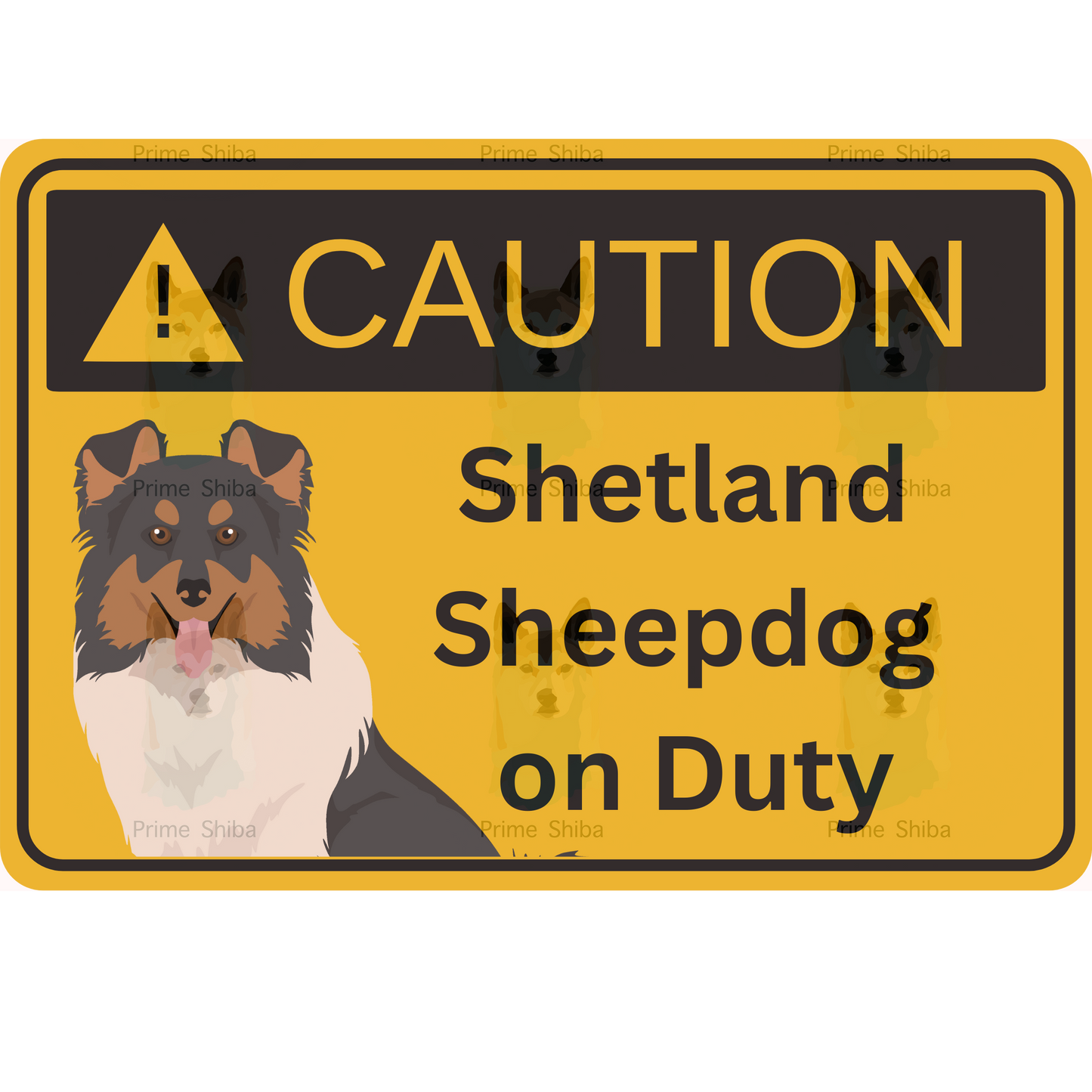 Shetland Sheepdog Dog 5in Transparent Caution Sticker