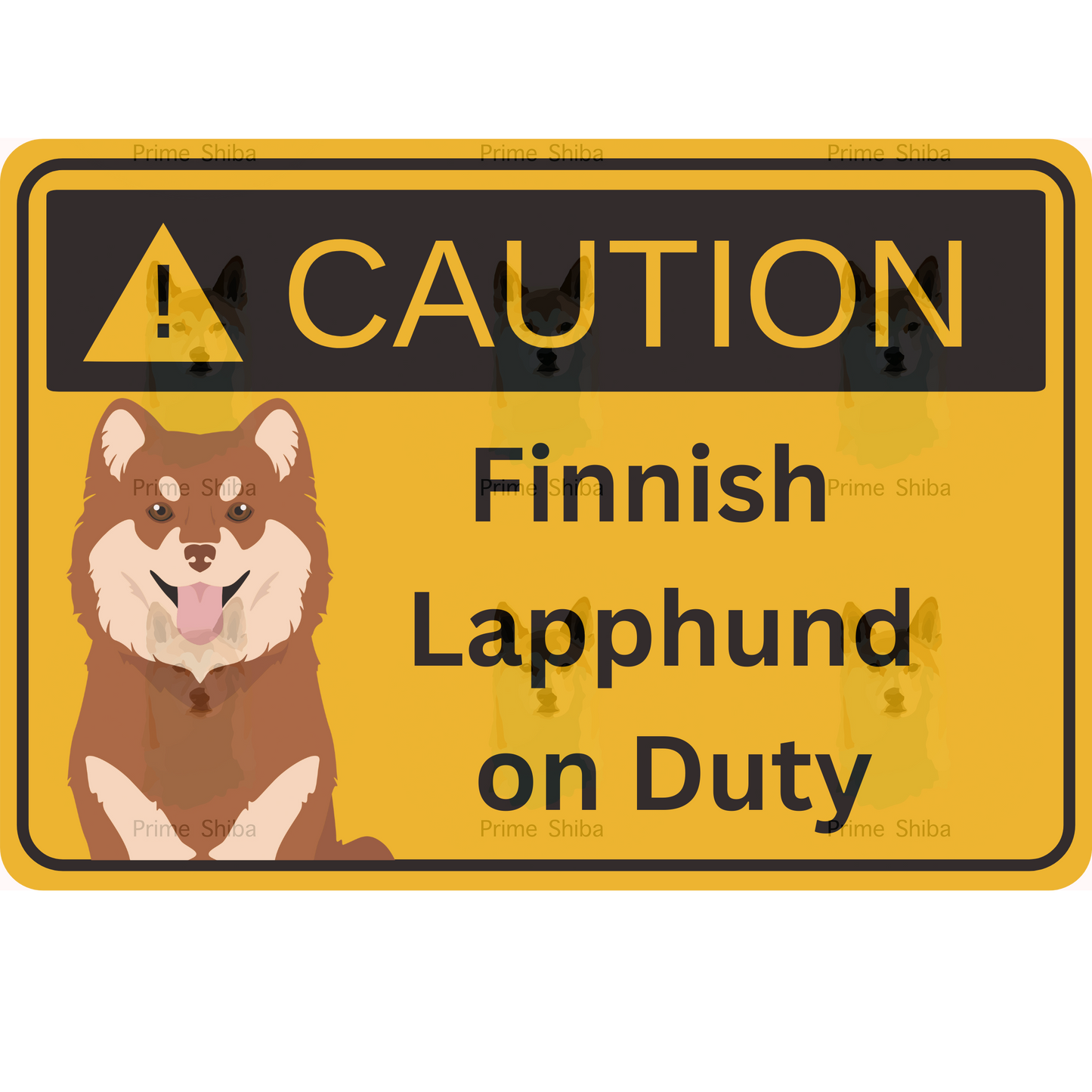 Finnish Lapphund Dog 5in Transparent Caution Sticker