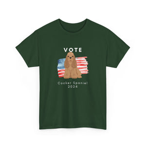 Cocker Spaniel Dog Vote 2024, Election Unisex Heavy Cotton Tee, Dog Mom Gift, AKC