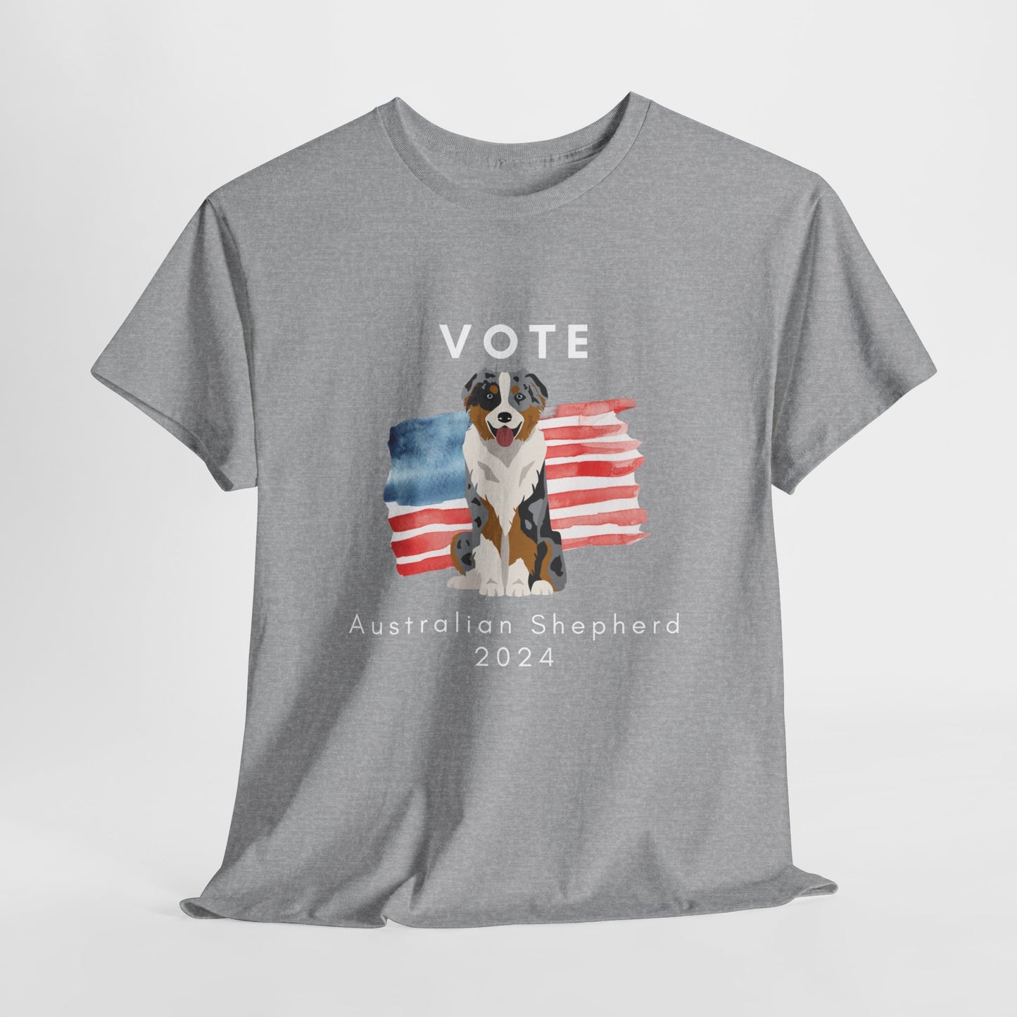 Australian Shepherd Dog Vote 2024, Election Unisex Heavy Cotton Tee, Dog Mom Gift, AKC