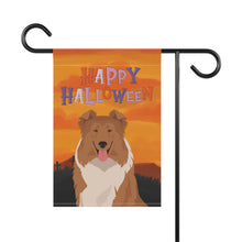 Load image into Gallery viewer, Rough Collie Dog Halloween Garden Flag
