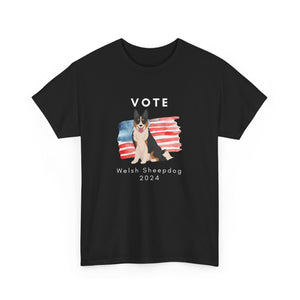 Welsh Sheepdog Dog Vote 2024, Election Unisex Heavy Cotton Tee, Dog Mom Gift, AKC