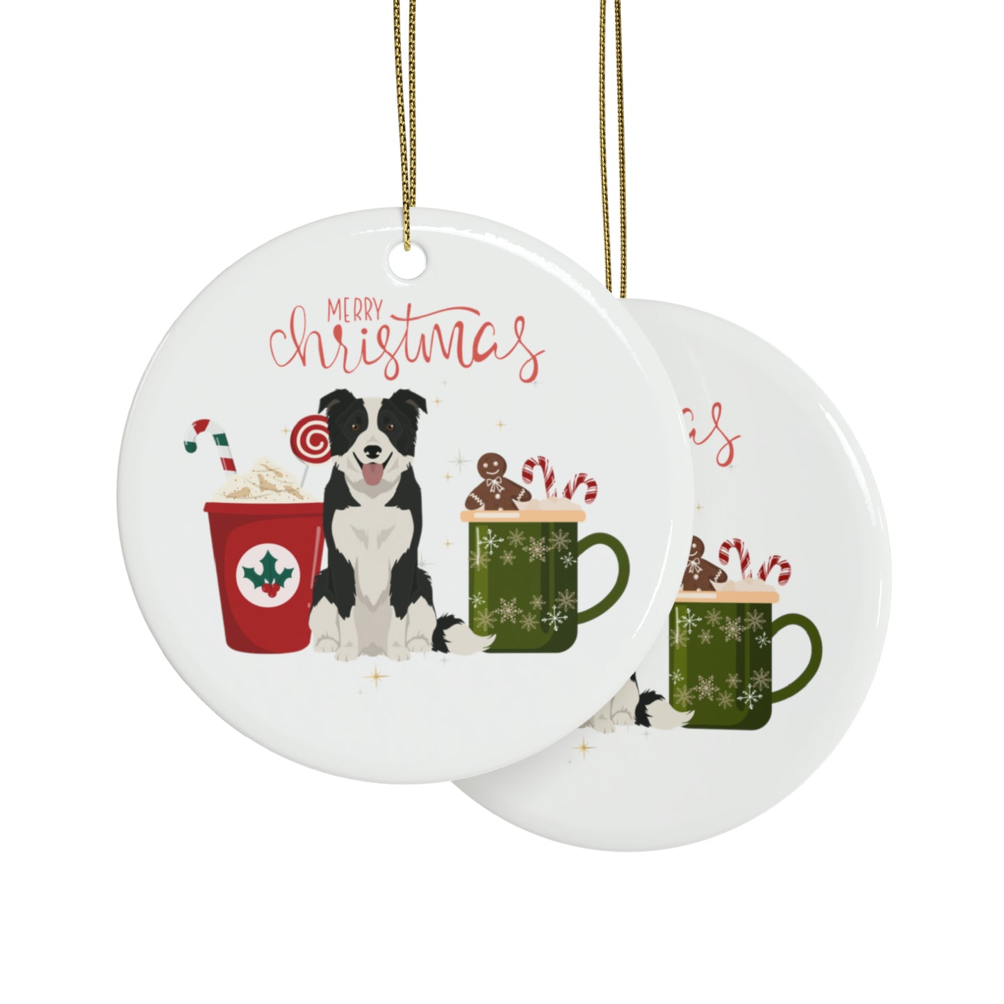 Border Collie Dog Ceramic Ornament